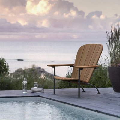 BÖSTE STÓLL OG FÓTSKEMILL - Tekk og ryðfrítt stál