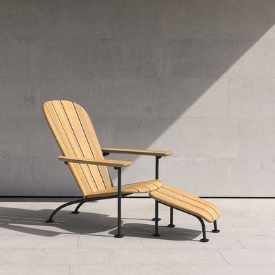 BÖSTE STÓLL OG FÓTSKEMILL - Tekk og ryðfrítt stál