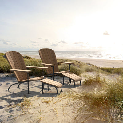 BÖSTE STÓLL OG FÓTSKEMILL - Tekk og ryðfrítt stál